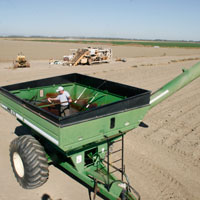 Applicators & Transfer Pumps for Fertilizer Man applying Fluid Film on Fertilizer Spreader