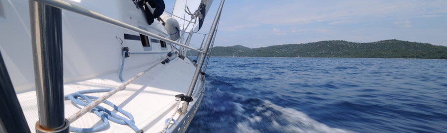 Boat navigating on the ocean